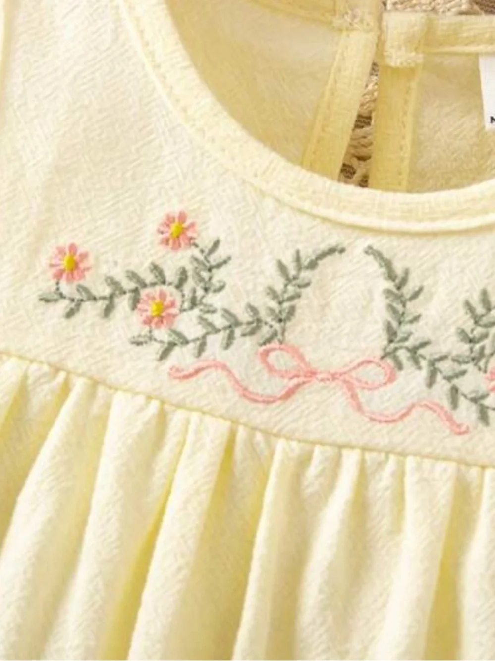 NWT Toddler Yellow Embroidered Bow, flowers & butterfly summer cotton dress